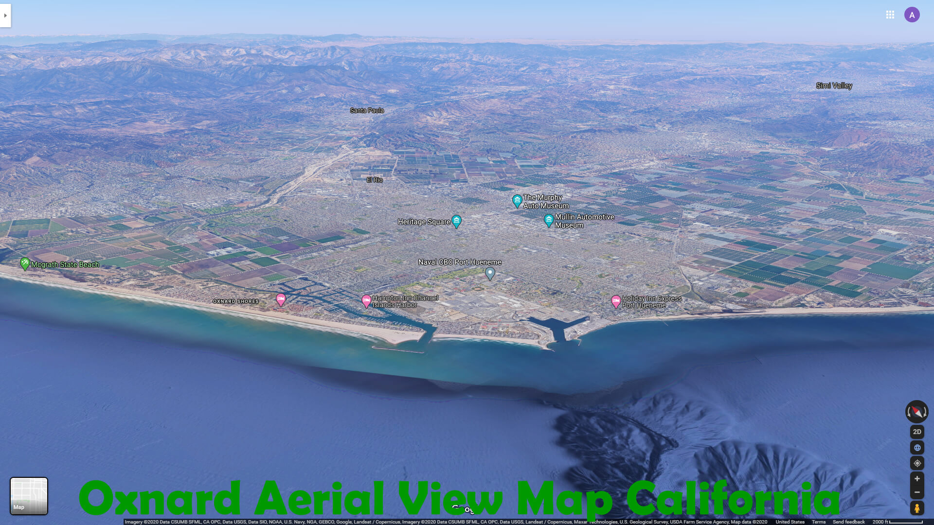 Oxnard Aerial View Map California